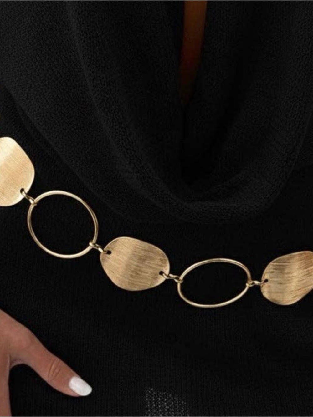Gold Link Chain Detail Black Top